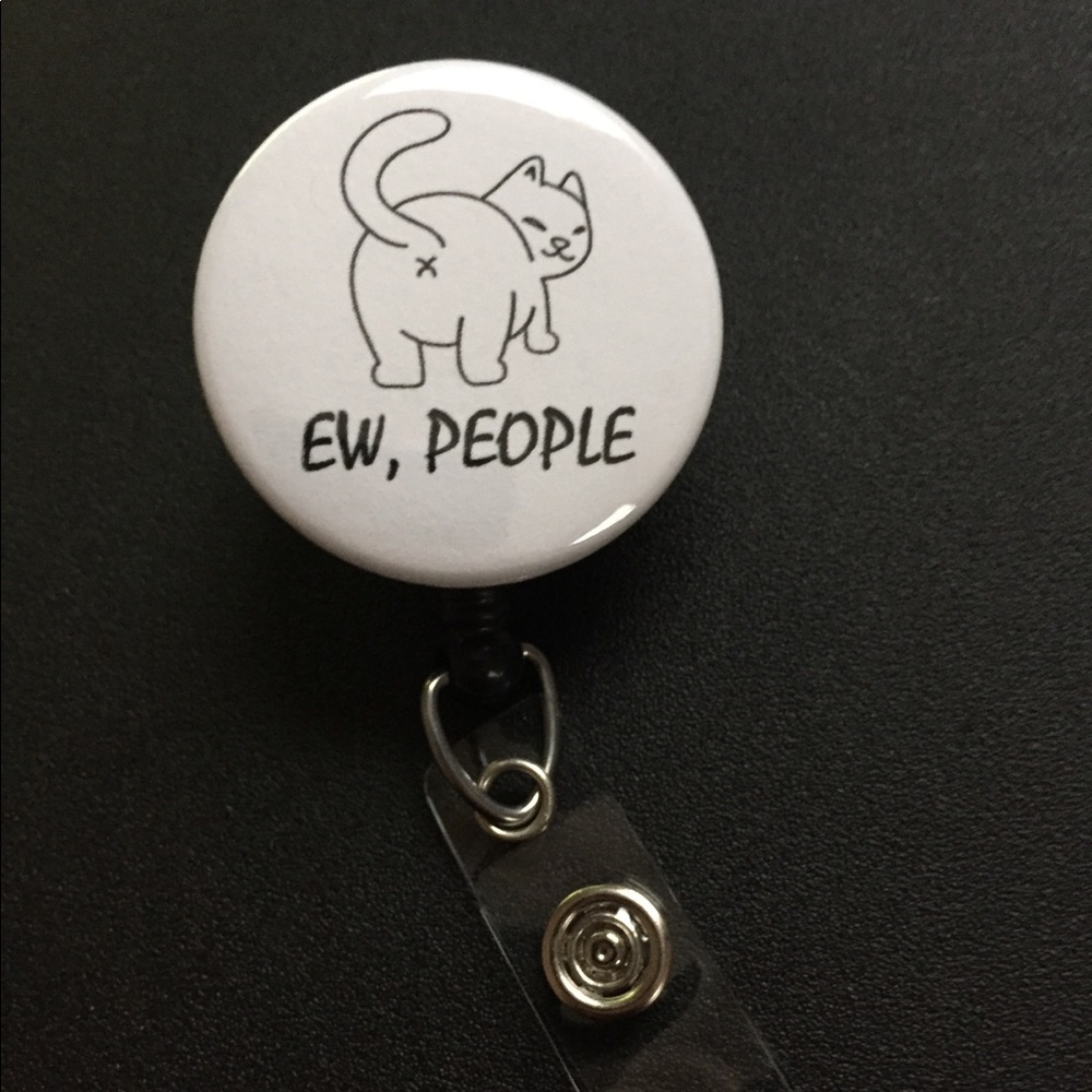 Funny Ew, People Cat Butt Retractable Badge Reel